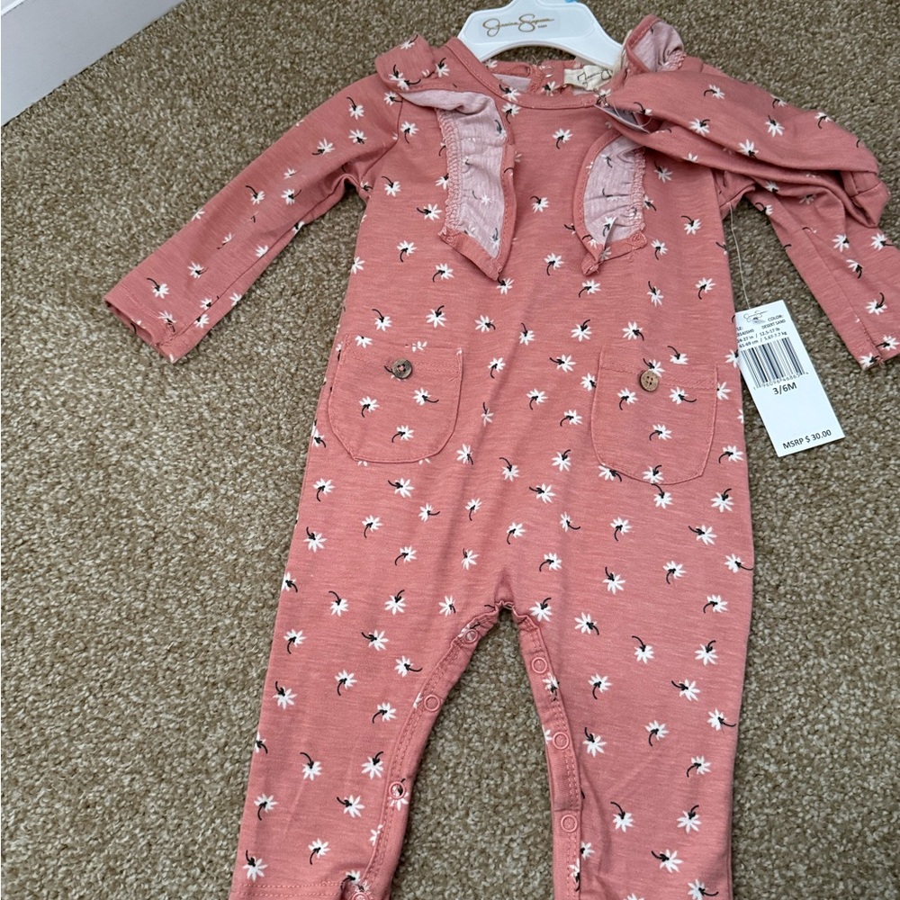 Jessica Simpson Dusty Pink Floral Kids Footie